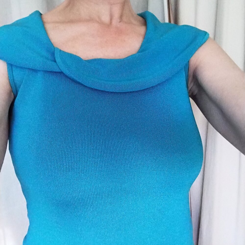 Dana Buchman turquoise silk knit top size Small